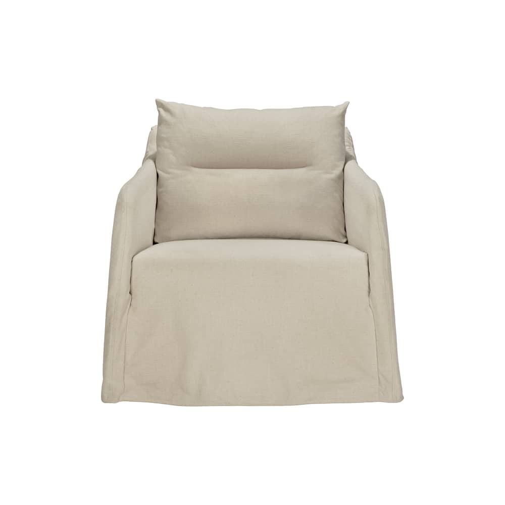Fauteuil rembourré Weave tissu blanc - Ethnicraft - Blanc os -  Plumes, Contreplaqué, Mélange de lin, Mousse