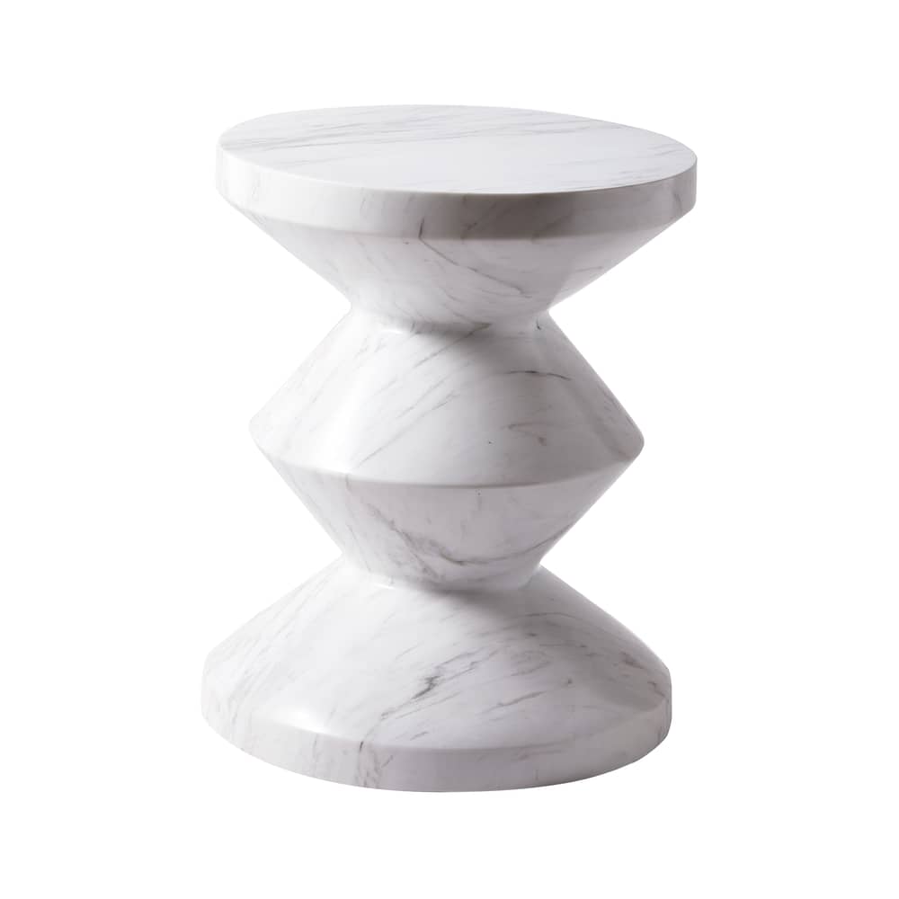 Hocker Zig Zag Marble marmor weiß / Polierter Marmor - POLSPOTTEN - Weiß - Marmor