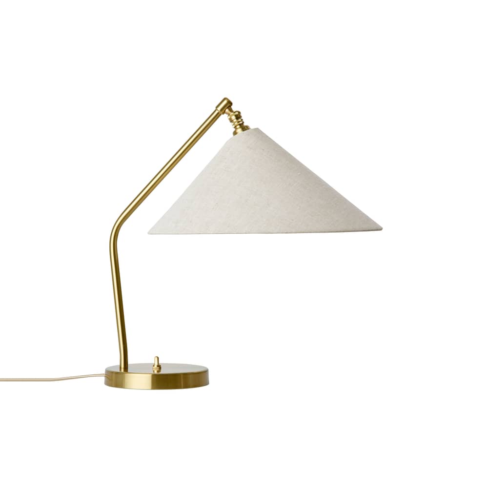 Lampe de table Gräshoppa / Orientable - Réédition 50\' - Gubi - Tissu écru / laiton poli - Laiton poli, Toile naturelle
