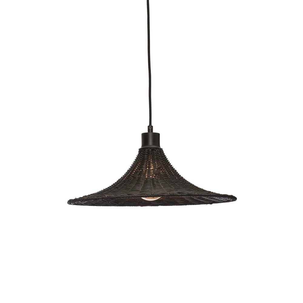 Pendelleuchte Borabora faser holz schwarz / Rattan / Ø 40 cm - GOOD&MOJO - Schwarz - Eisen, Rattan