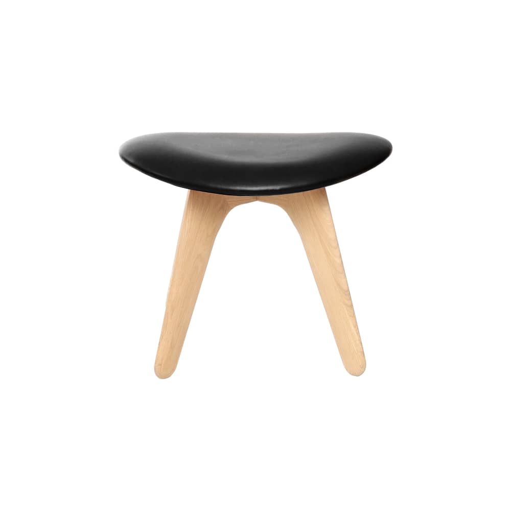 Pouf Slab Ottoman cuir noir - Tom Dixon - Cuir noir / Structure chêne naturel - Chêne massif, Cuir, Mousse
