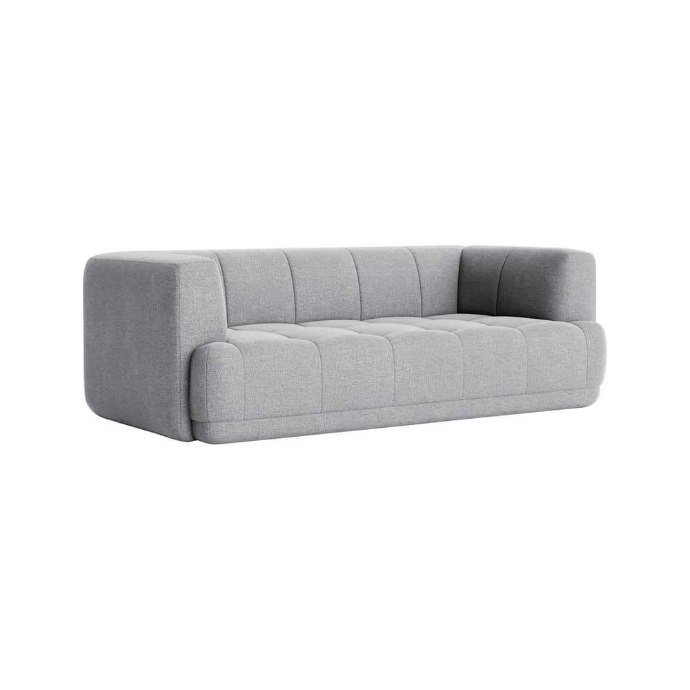 Canapé droit Quilton / 2 places - L 214 cm - Matelassé - Hay - Gris (tissu Hallingdal 130) -  Ouate, Bois, Mousse PU, Tissu