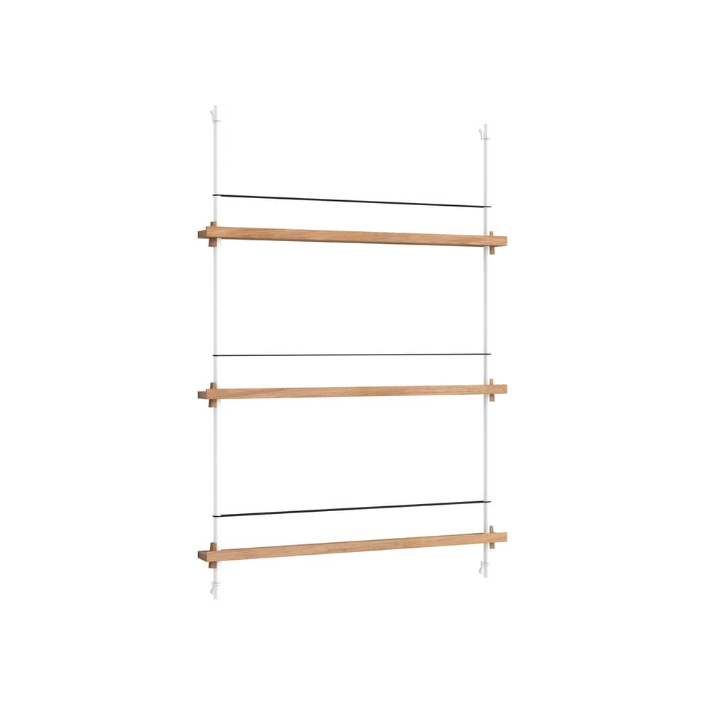 Regal Magazine Shelving – MS.115.1 holz natur / Für Bücher und Zeitschriften - B 85 x H 123 cm - MOEBE - Eiche natur / Weiß - MDF Eichenfurnier, Stahl