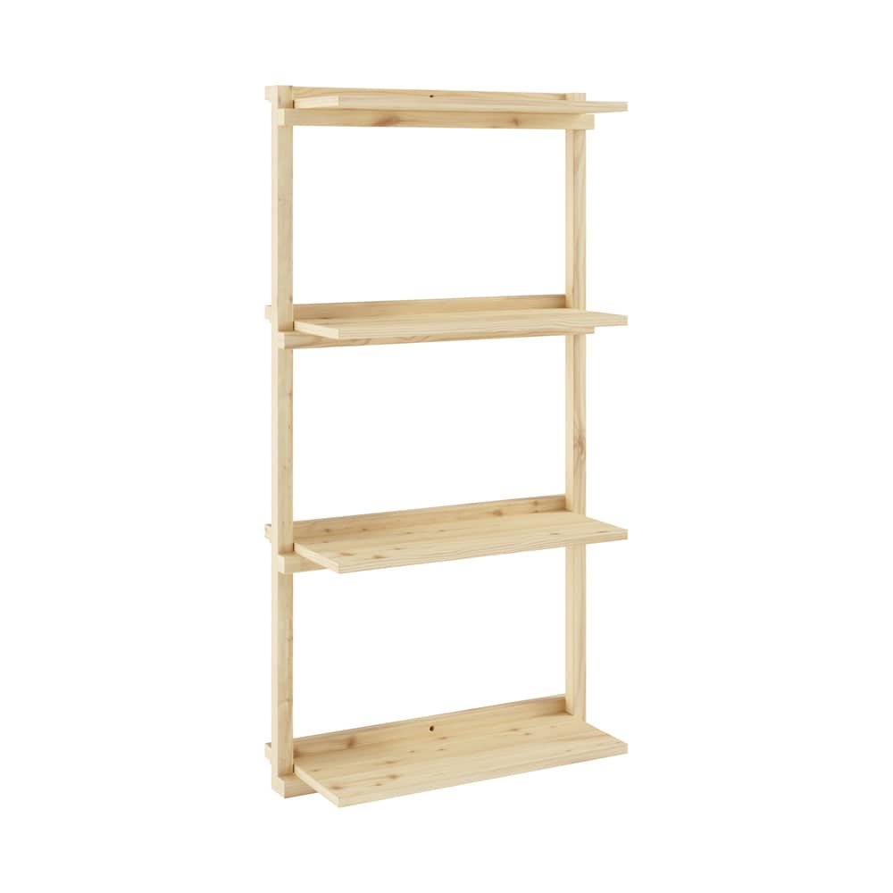 Wandregal Groove holz natur / B 66 x H 127 cm - KARUP - B 66 x H 127 cm / Pinie - FSC-zertifiziertes Massivholz Kiefer