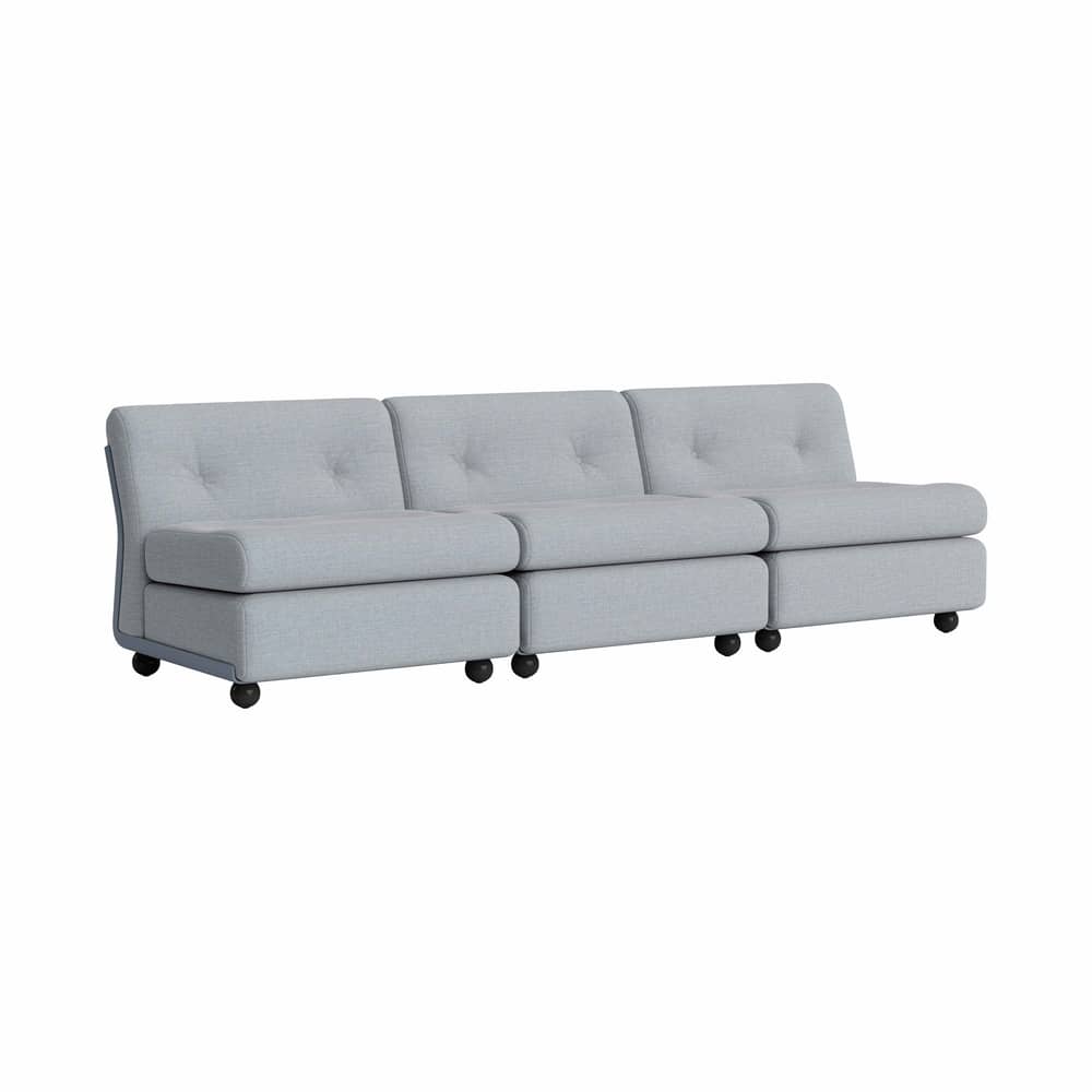 Divano destro Amanta tessuto grigio / 3 posti - L 238 cm / Riedizione 1966, Mario Bellini - Hay - Grigio (tessuto) - ABS riciclato, Espanso, Tessuto