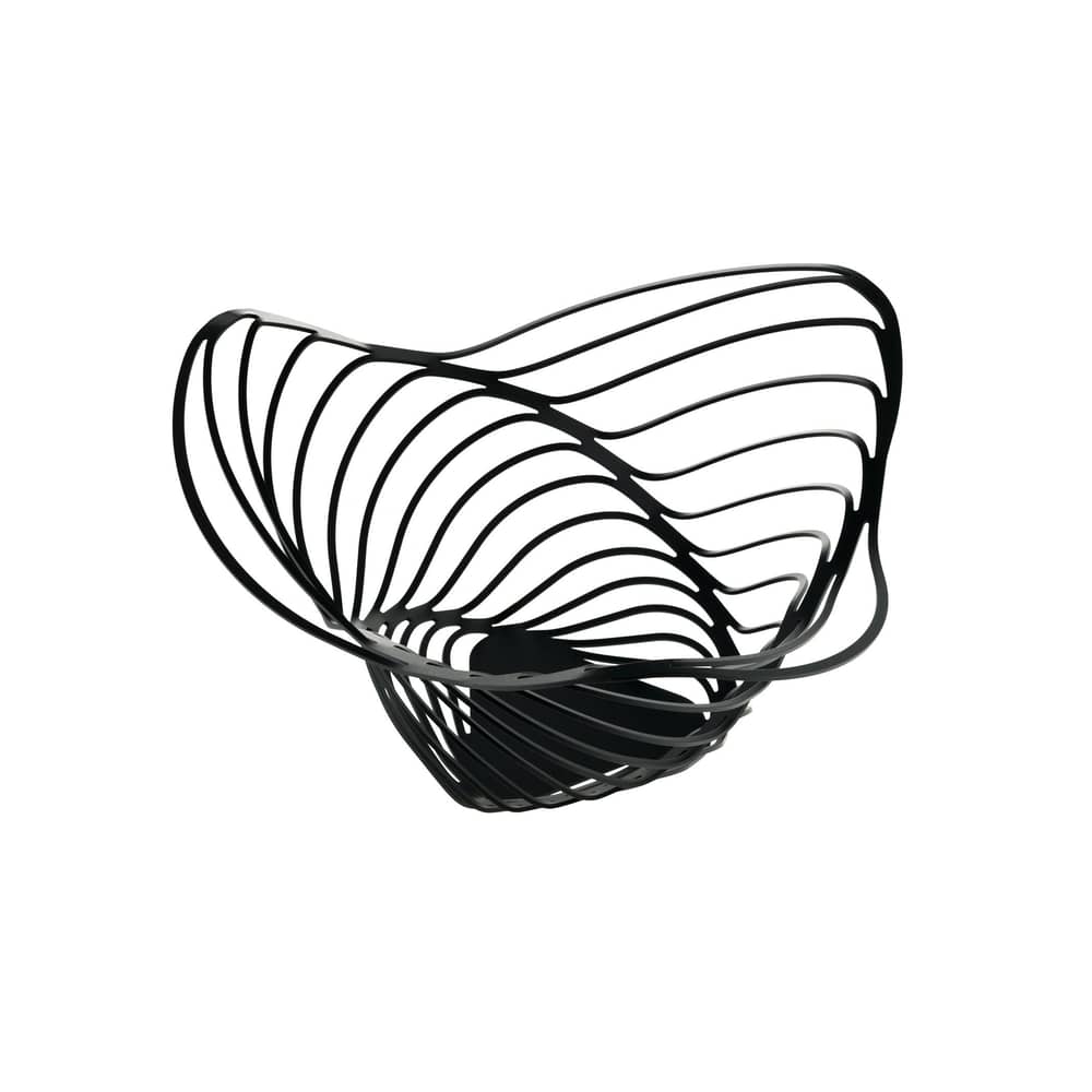 Corbeille Trinity métal noir / Ø 16,5 x H 33 cm - Alessi - Noir - Acier
