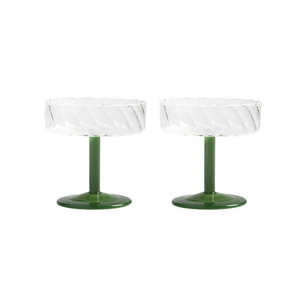Coupe à champagne Twirl / Set de 2 - & klevering - Vert foncé - Verre