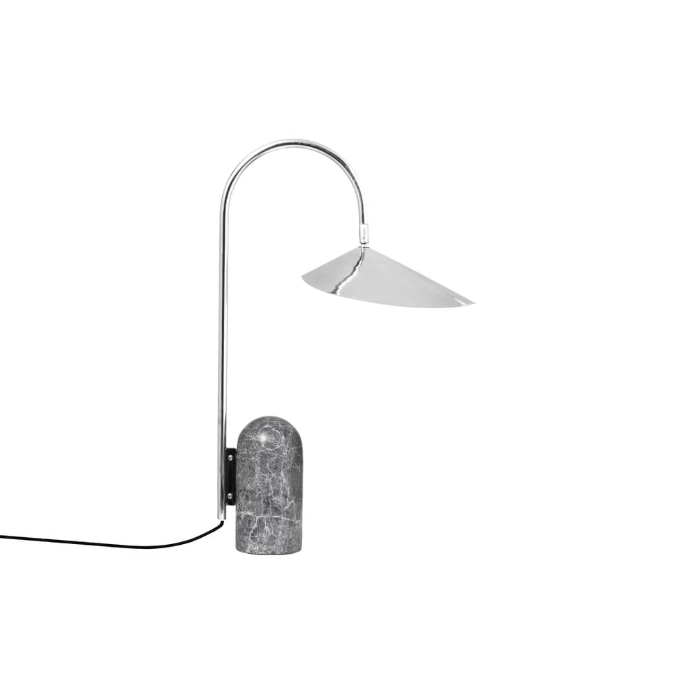 Lampe de table Arum métal / Orientable - Marbre / H 53 cm - Ferm Living - Acier poli / Marbre gris - Acier inoxydable, Marbre