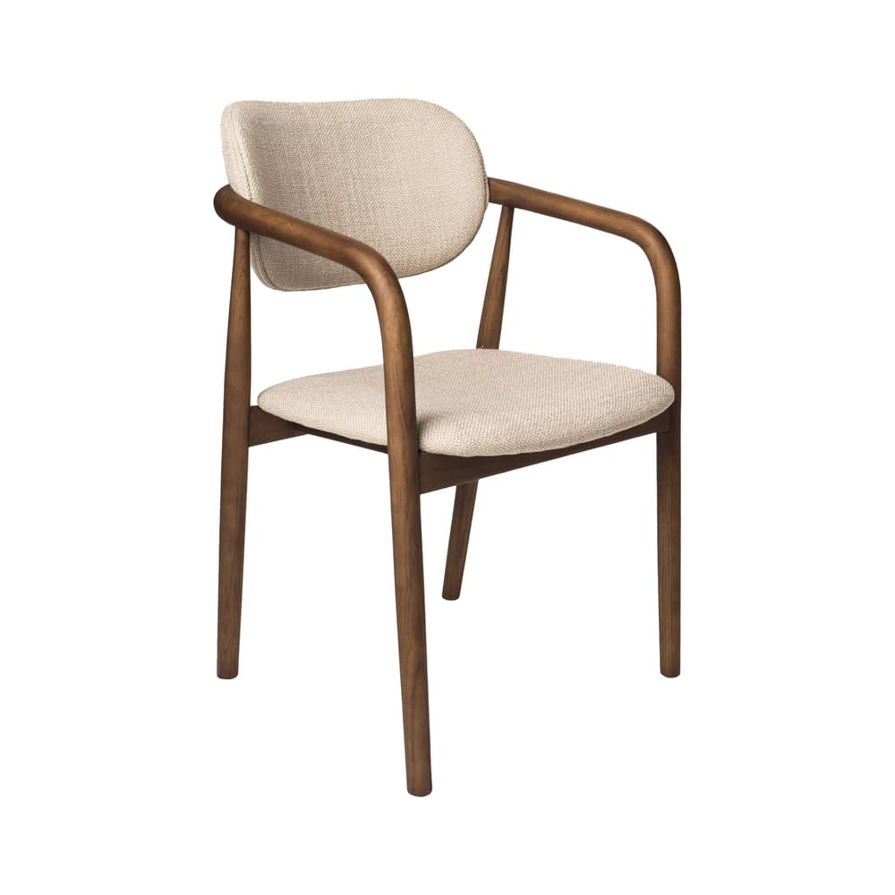 Fauteuil rembourré Henry tissu beige - POLSPOTTEN - Beige - Frêne, Mousse, Tissu