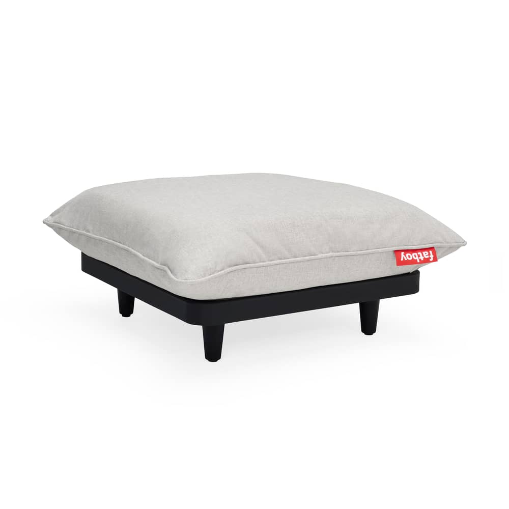 Pouf d\'extérieur Paletti tissu blanc gris beige / 90 x 90 cm - Fatboy - Beige Mist - Mousse polyester, Polyéthylène recyclé, Tissu Sunbrella