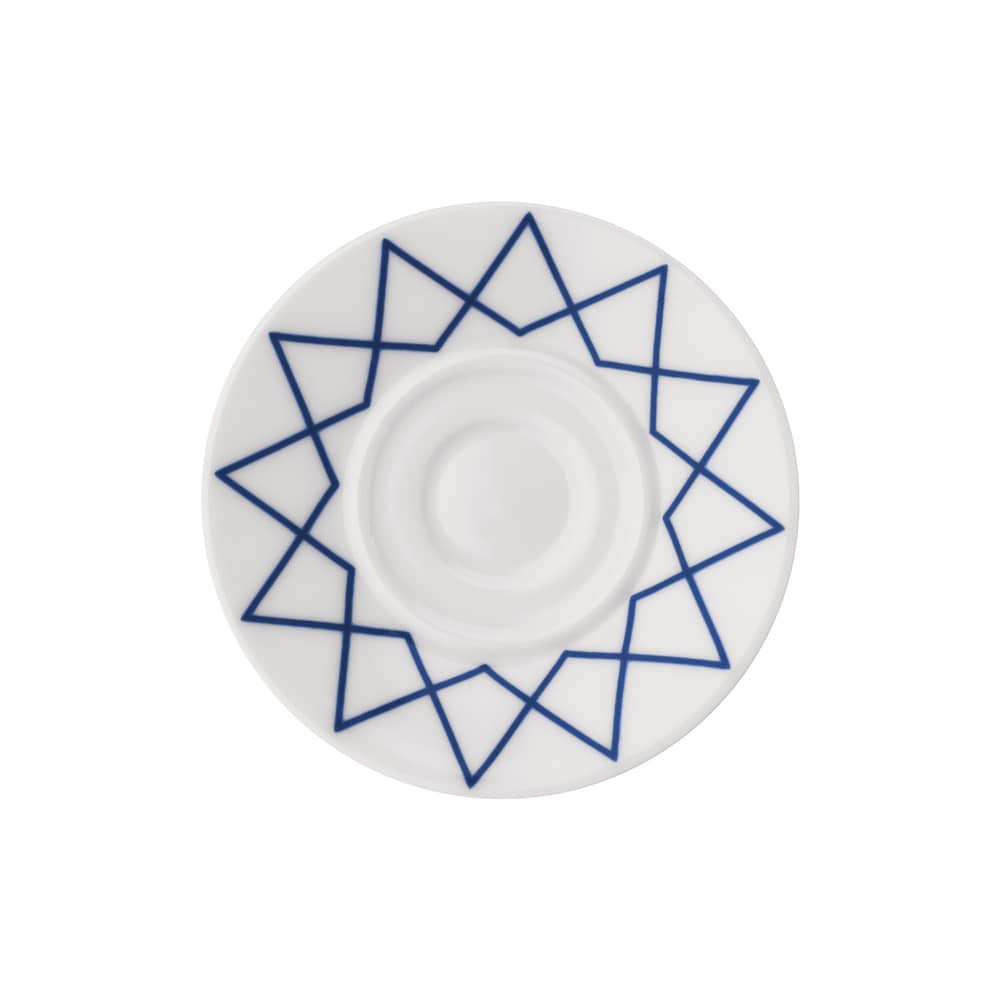 Set de 4 soucoupes / Pour tasse à espresso La Bella Tavola - Alessi - Soucoupe / Motif bleu - Porcelaine fine