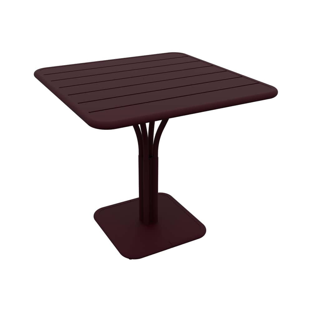 Table carrée Luxembourg / 80 x 80 cm - Pied central - Fermob - Cerise noire - Aluminium laqué