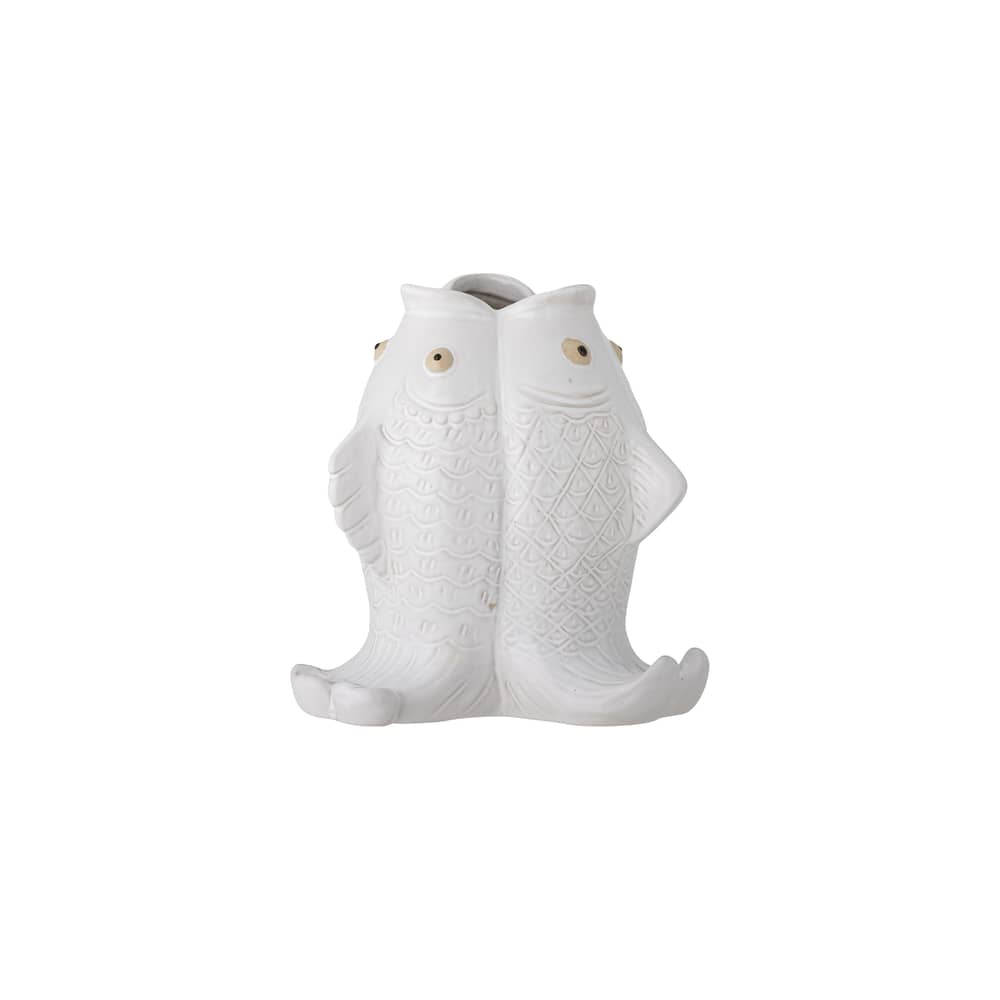 Vaso Fili ceramica bianco / Ø 17 x H 19 cm - Bloomingville - Bianco - Gres