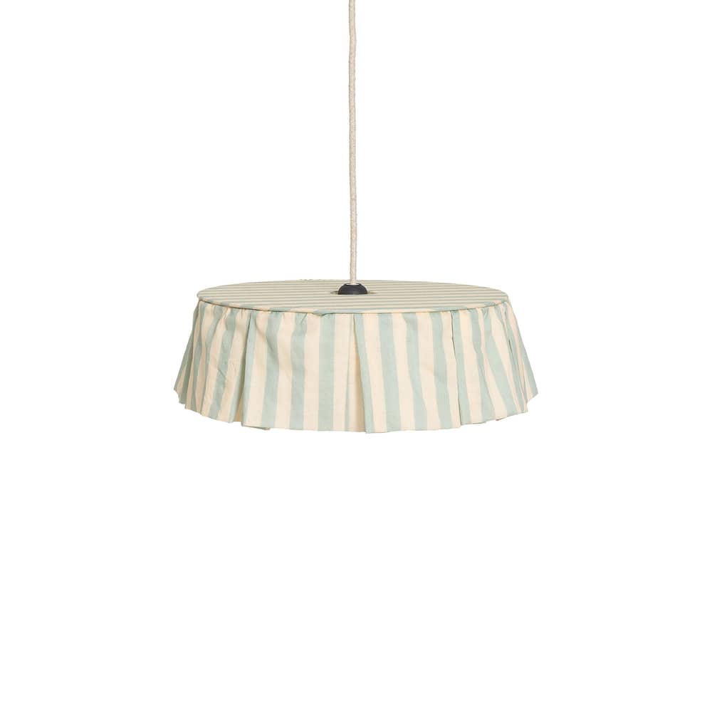 Abat-jour Vibes / Ø 40 x H 12 cm - Voile de coton - NOBODINOZ - Turquoise / Rayures - Fer, Voile de coton bio