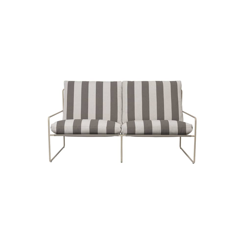 Canapé de jardin 2 places Desert tissu marron L 156 cm - Ferm Living - Rayé chocolat (tissu Stripe) / Beige Cachemire - Acier galvanisé, Mousse polyuréthane, Tissu polypropylène