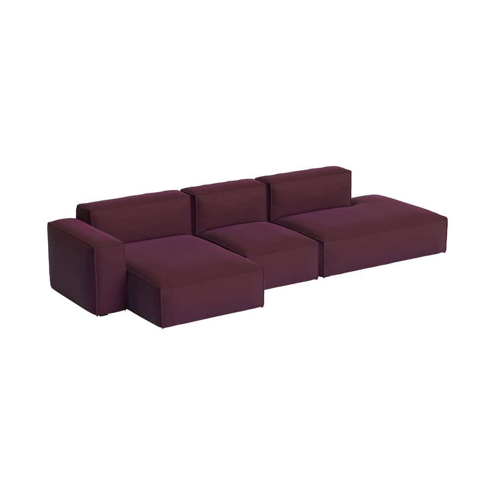 Canapé d\'angle Mags Soft Low Armrest n°4 bordaeux / 3 places -  L 331 cm/ Accoudoir gauche - Hay - Accoudoir gauche / Bordeaux (tissu Story 14) - Contreplaqué, Mousse polyuréthane HR, Tissu