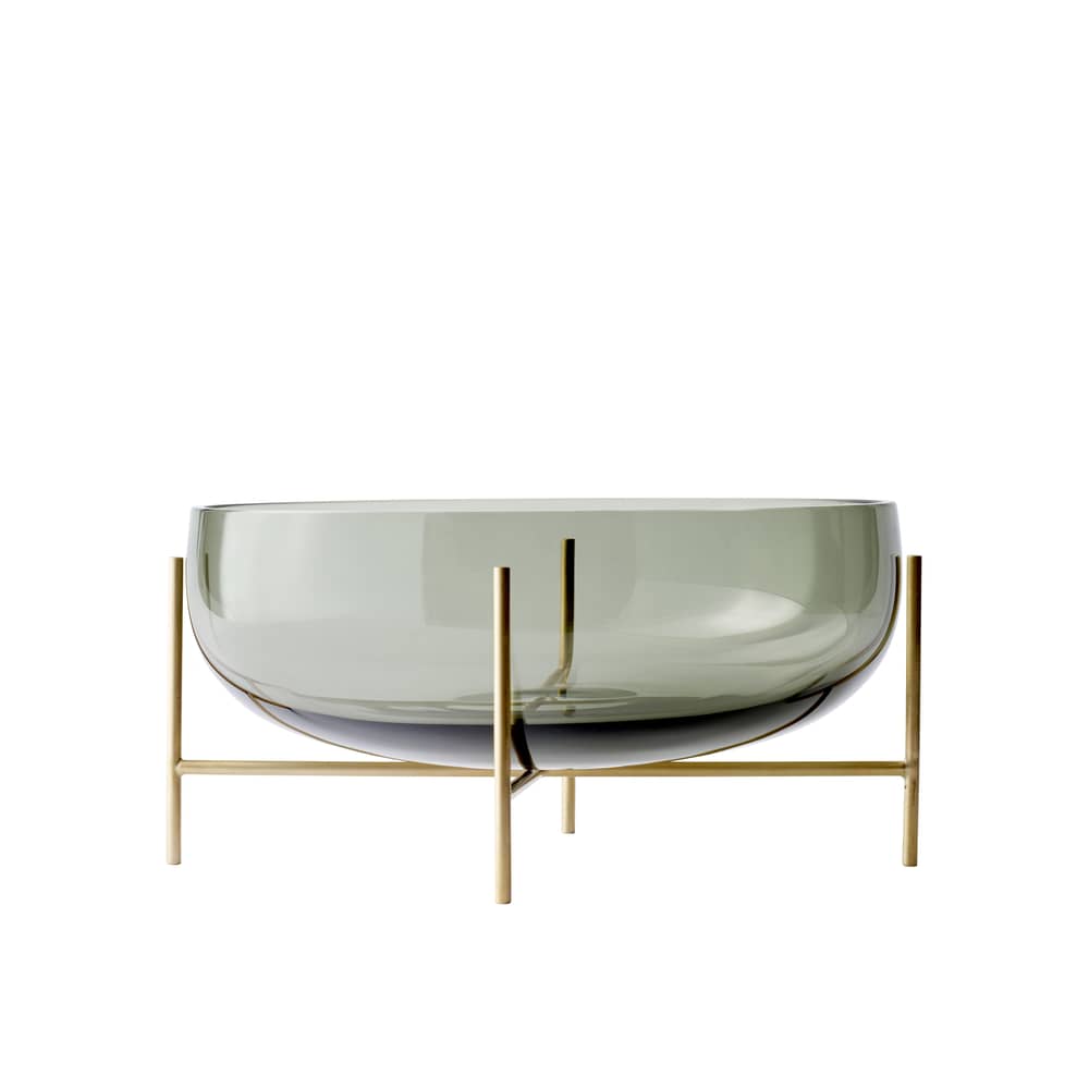 Coppa Echasse metallo vetro grigio oro /Ø 29 x H 28 cm - Audo Copenhagen - Fumé & ottone - Ottone massiccio, Vetro