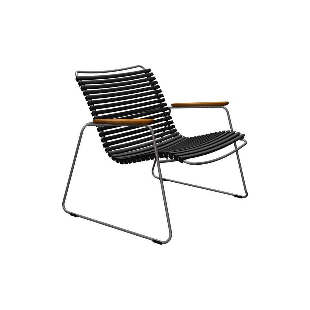 Fauteuil bas Click Roomy Lounge plastique noir - Houe - Noir - Acier thermolaqué, Bambou, Polypropylène