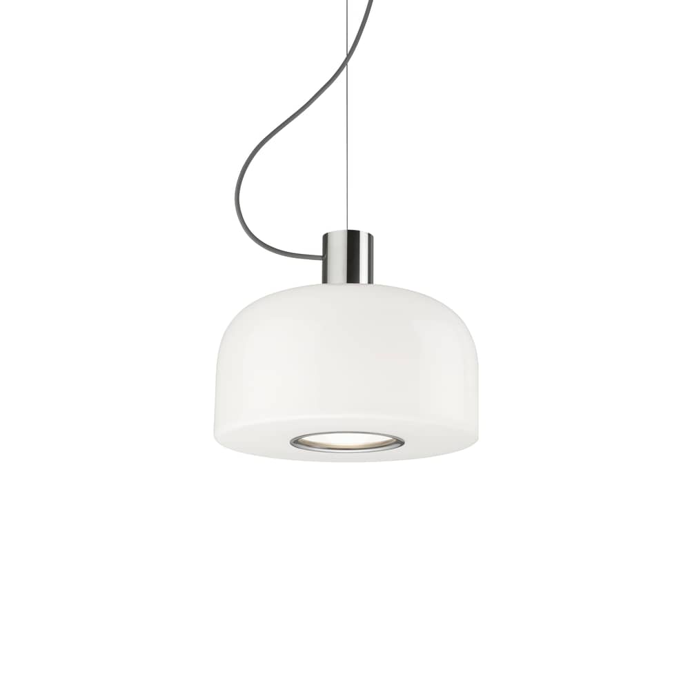 Sospensione Bellhop Glass S1 vetro argento / Ø 33 x H 18,5 cm - Flos - Alluminio brillante - Alluminio, Vetro opalino triplex
