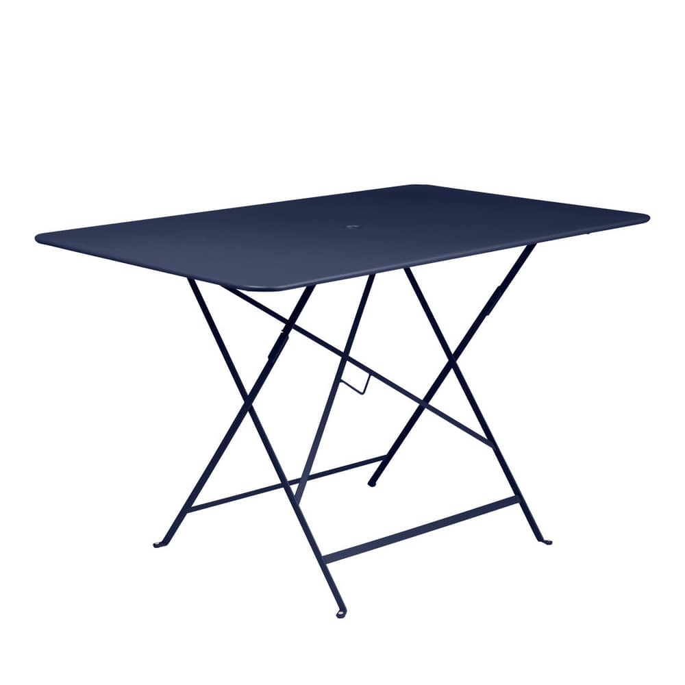 Table pliante Bistro métal bleu / 117 x 77 cm - 6 personnes - Trou parasol - Fermob - Bleu Abysse - Acier peint