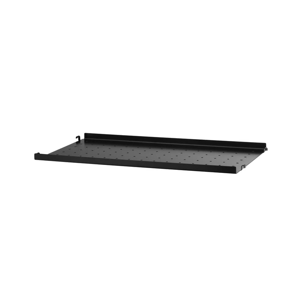 Etagère métal perforé / Rebord bas - L 58 x P 30 cm - String Furniture - Noir - Acier