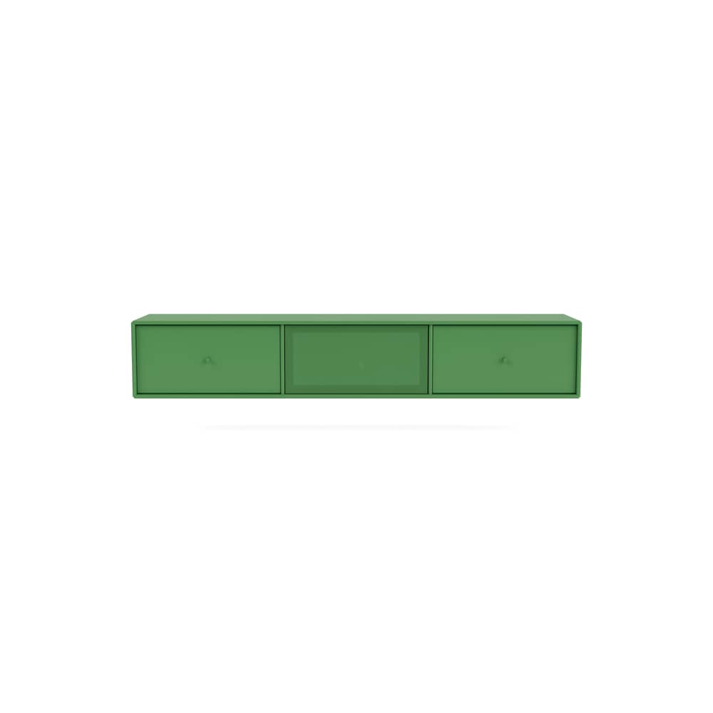 Meuble TV suspendu Octave V bois vert / L 138 x P 30 x H 24 cm - MONTANA - Parsley 152 - Acier perforé, MDF laqué