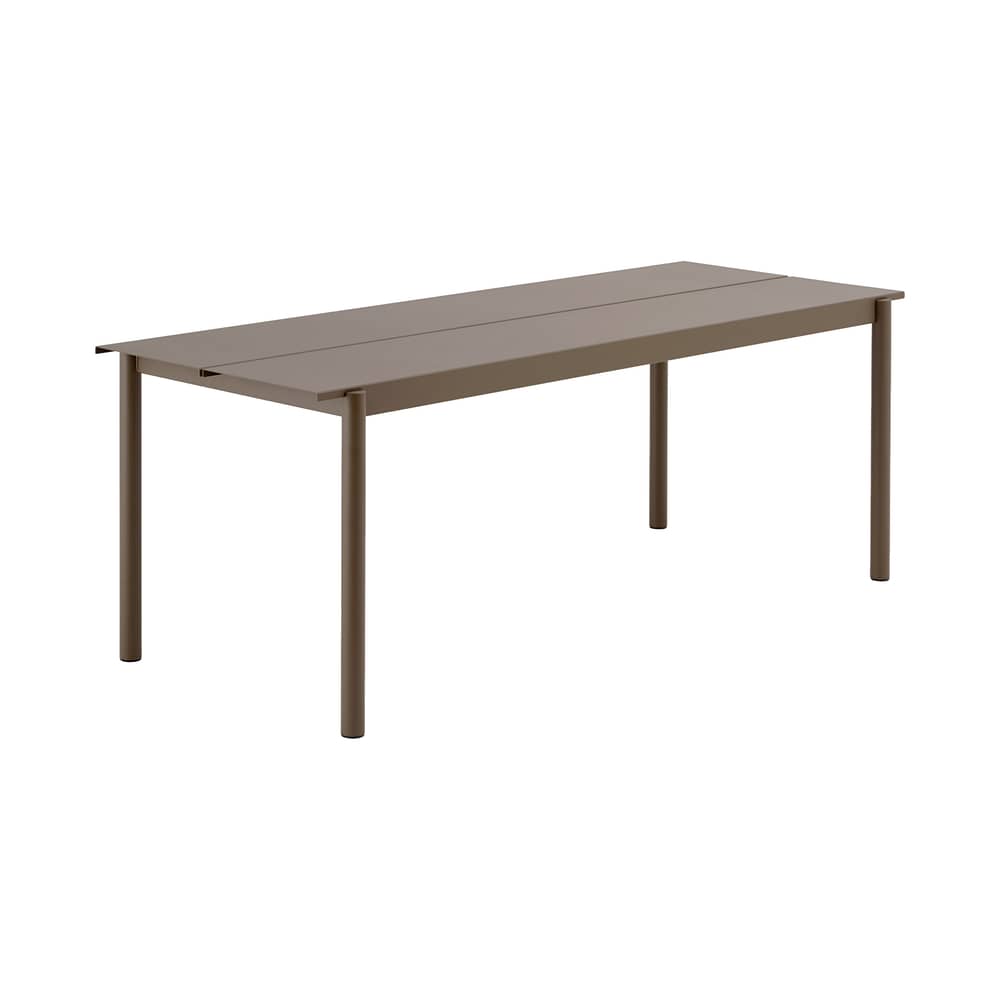 Table rectangulaire Linear métal beige / 200 x 75 cm - Muuto - Taupe - Acier galvanisé thermolaqué