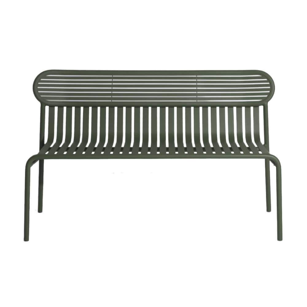 Banc avec dossier Week-End métal vert / Aluminium - L 121 cm - Petite Friture - Vert Bouteille - Aluminium thermolaqué époxy