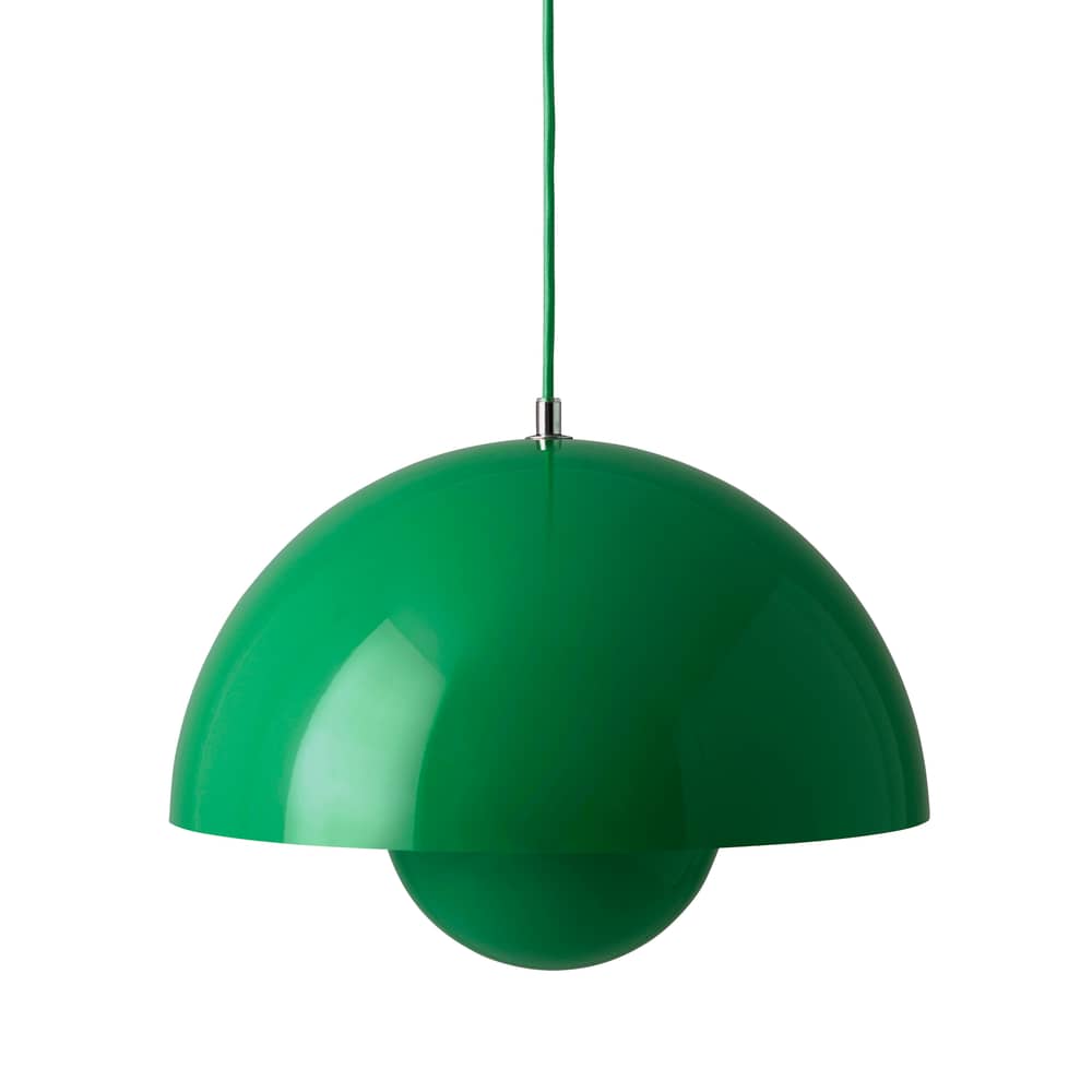 Sospensione FlowerPot VP7 metallo verde / Ø 37 cm - By Verner Panton, 1969 - &tradition - Verde Signal - Alluminio laccato