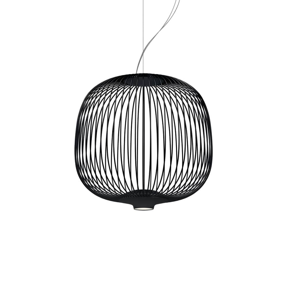 Pendelleuchte Spokes 2 piccola My Light metall schwarz / LED - Bluetooth / Ø 34 x H 35 cm - Foscarini - Schwarz - gefirnister Stahl, klarlackbeschichtetes Aluminium