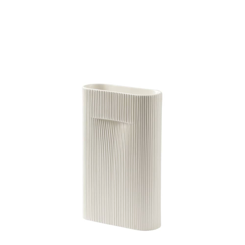 Vase Ridge Medium céramique blanc / H 35 cm - Muuto - Blanc cassé - Faïence