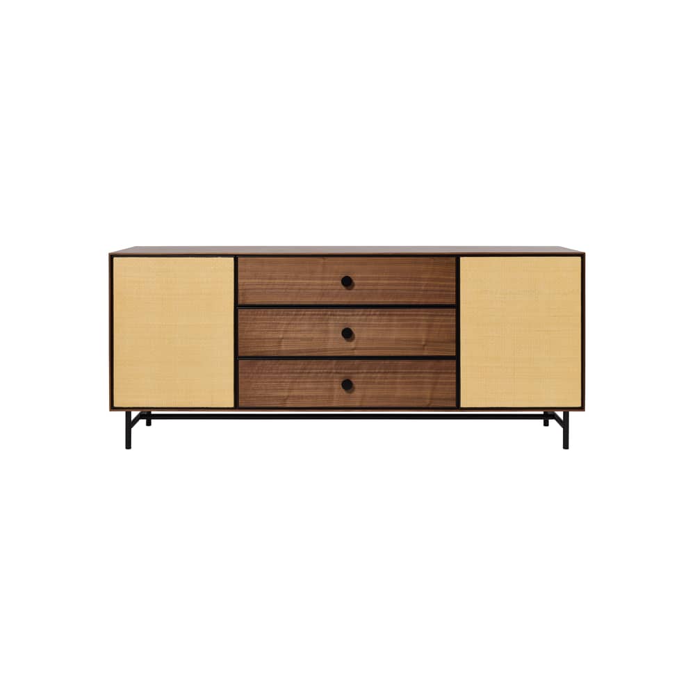 Essence Dresser natural wood / W 180 x H 75 cm - Rattan - SARAH LAVOINE - Walnut & Rattan - Rattan, Steel, Walnut veneer