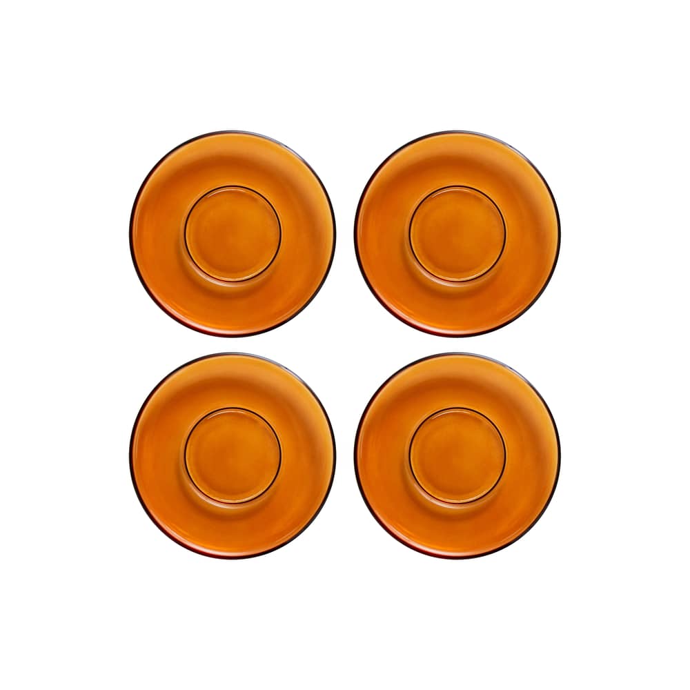 Set de 4 soucoupes pour tasse à café 70s glassware - HK LIVING - Ambre - Verre