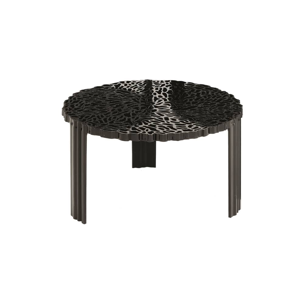 Table basse T-Table Basso plastique noir / Ø 50 x H 28 cm - Kartell - Noir opaque - PMMA