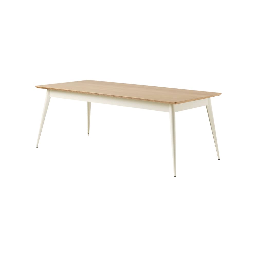 Table rectangulaire 55 chêne bois naturel / 200 x 95  cm - Réédition 1955 / 10 personnes - Tolix - Chêne / Blanc perle (Oyster white) - Acier, Chêne massif
