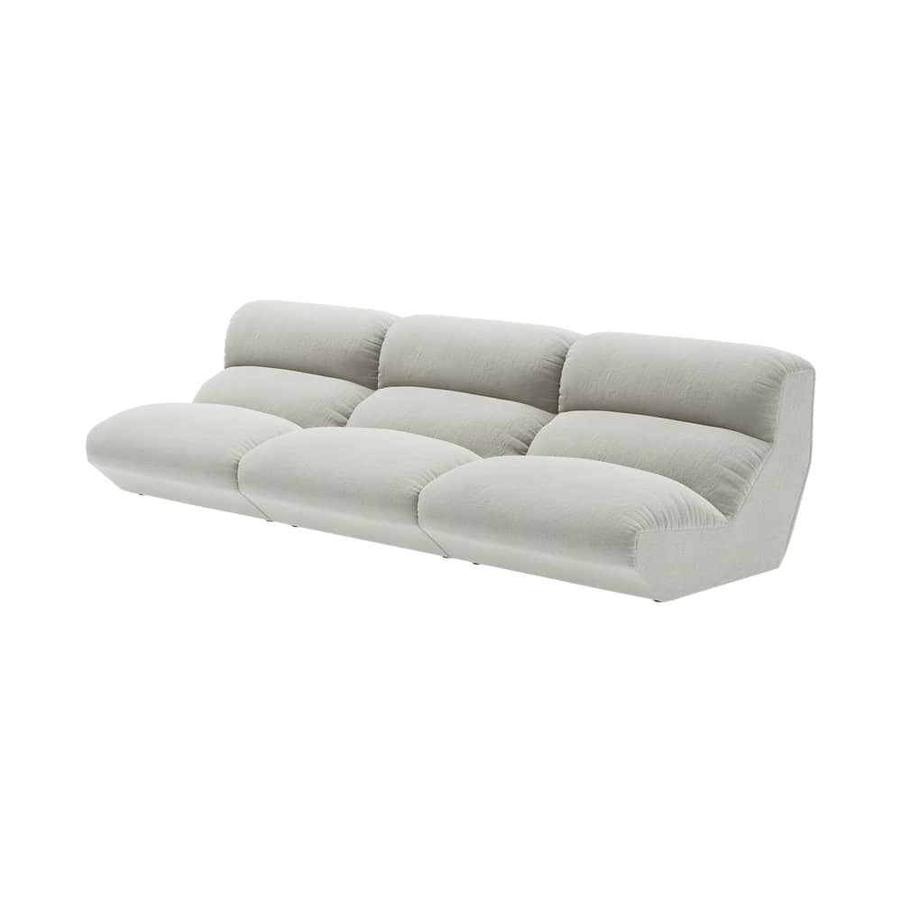 Canapé droit Hi Lo - Configuration B / 3 places - L 330 cm - Modulable - &tradition - Ecru (Cifrado 0121) - Bois certifié FSC, Mousse HR certifiée, Ouate de polyester, Ressorts, Tissu Ecolabel