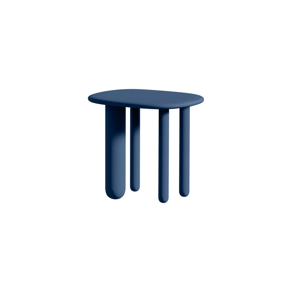 Tottori End table wood blue / 4 legs - 54 x 44 x H 50 cm - Driade - Blue - Lacquered MDF, Lacquered solid wood