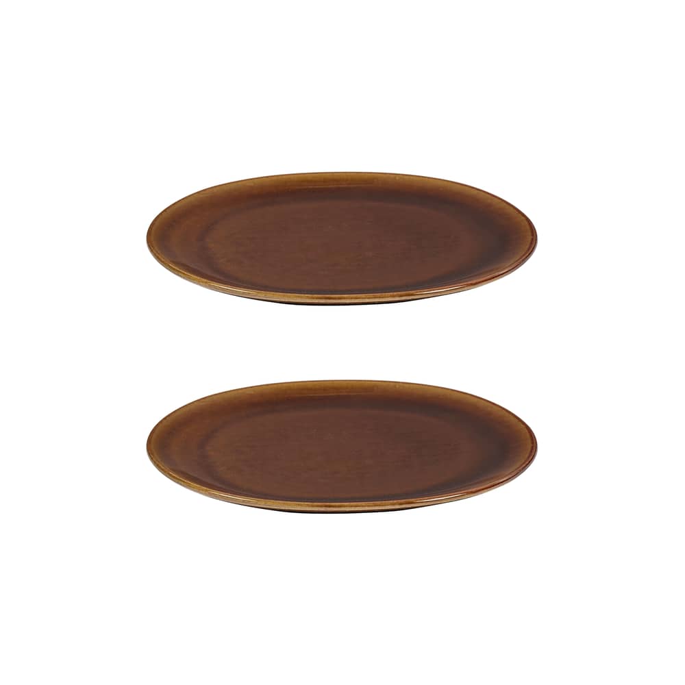 Out of Lines Plate ceramic brown / Set of 2 - Ø 27.5 cm - Serax - Ochre - Enamelled sandstone