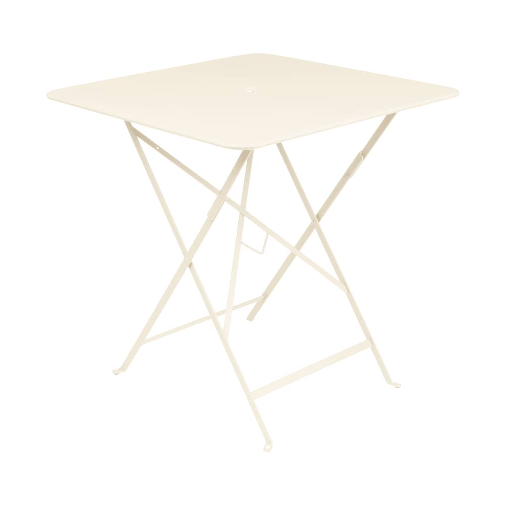 Table pliante Bistro métal beige / 71 x 71 cm - 3/4 personnes - Trou parasol - Fermob - Beige latte - Acier laqué