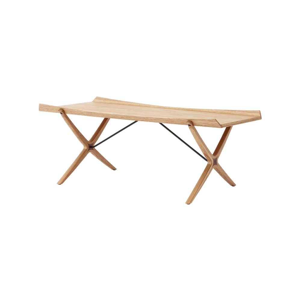 Tavolino X HM13 legno naturale / Ripubblicato nel 1959 - 120 x 61 x H 47 cm - &tradition - Rovere - Acciaio termolaccato, Impiallacciatura modellata