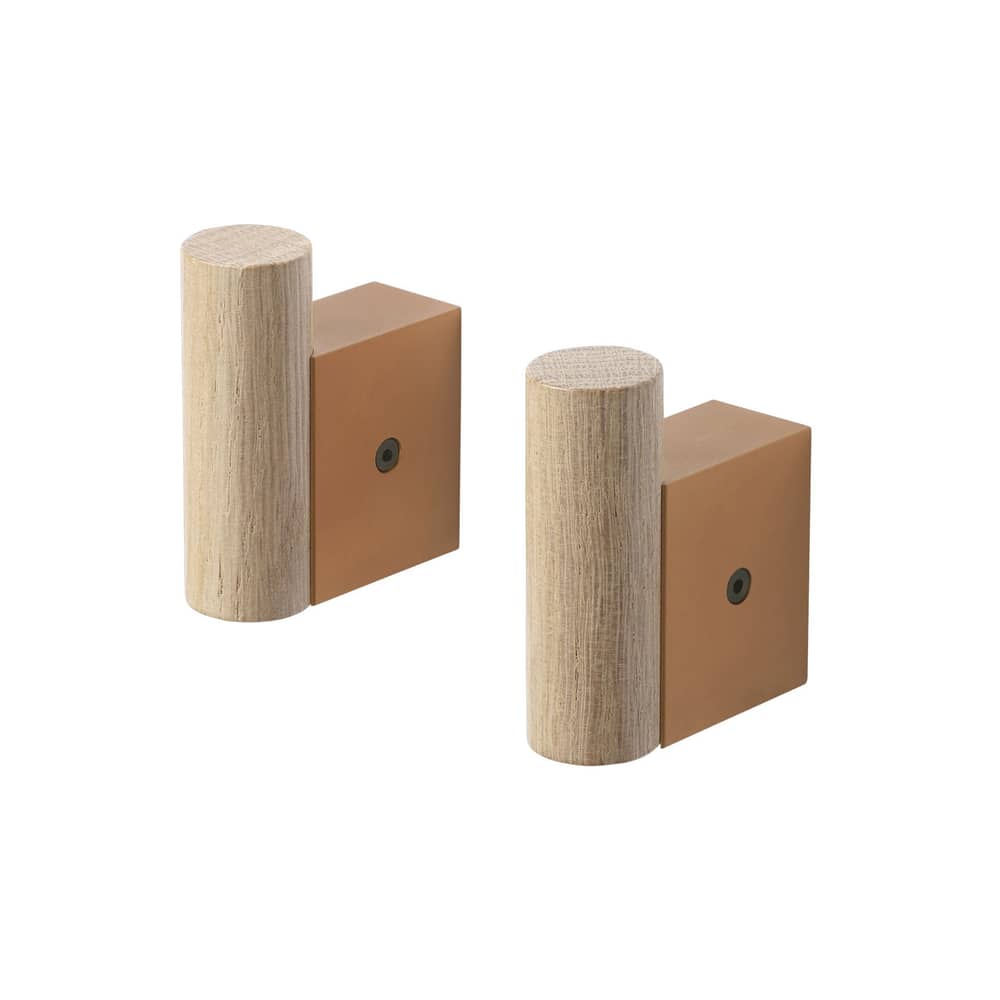 Wandhaken Attach metall holz orange braun / 2er-Set - Muuto - Karamell - Aluminium, Eiche