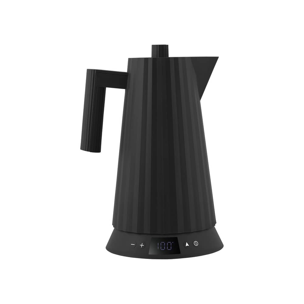 Wasserkocher Plissé plastikmaterial schwarz / 1,7 L - Temperaturkontrolle - Alessi - Schwarz - thermoplastisches Harz