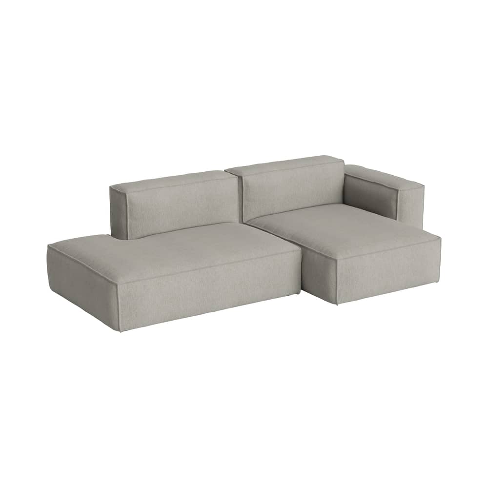 Canapé d\'angle Mags Soft Low Armrest n°3 gris clair / 2,5 places - L 256.5 cm / Accoudoir droite - Hay - Accoudoir droite / Gris clair (tissu Turf) - Contreplaqué, Mousse polyuréthane HR, Tissu