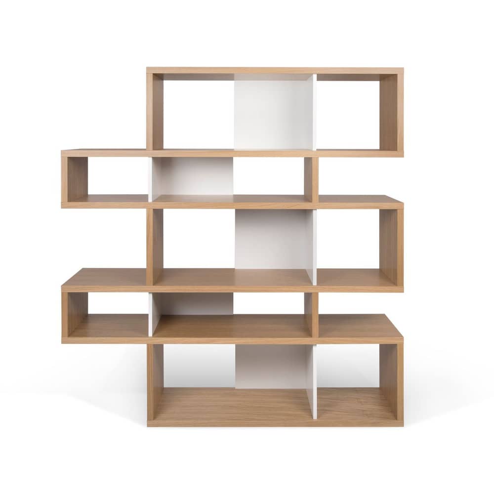 Libreria Sydney legno naturale / L 156 x H 160 cm - POP UP HOME - Rovere e bianco - Agglomerato, MDF