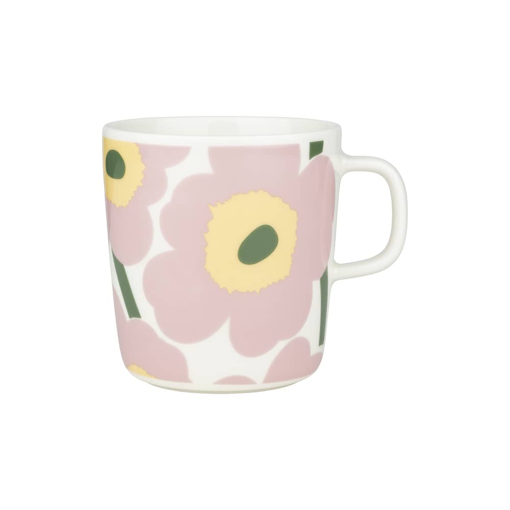 Mug Unikko céramique rose / 40 cl - Marimekko - Unikko / Rose, jaune, vert - Grès