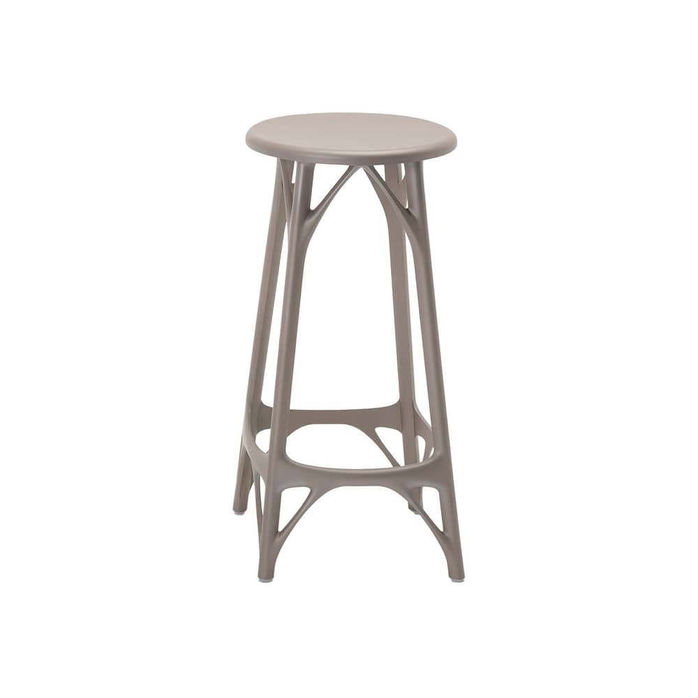 Sgabello alto A.I. LIGHT materiale plastico grigio / H 65 cm - Progettato da una intelligenza artificiale / Riciclato - Kartell - Grigio - Tecnopolimero termoplastico riciclato