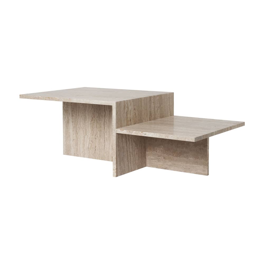 Table basse Distinct pierre beige / Travertin - 100 x 55 x H 35 cm - Ferm Living - Beige - Travertin