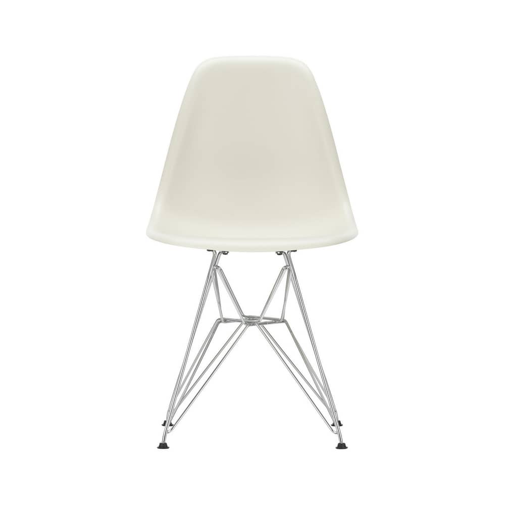 RE DSR - Eames Plastic Side Chair Chair plastic material grey / (1950) - Chrome legs / Recycled - Vitra - Pebble grey / Chrome legs - Chromed steel, Post-consumer recycled plastic