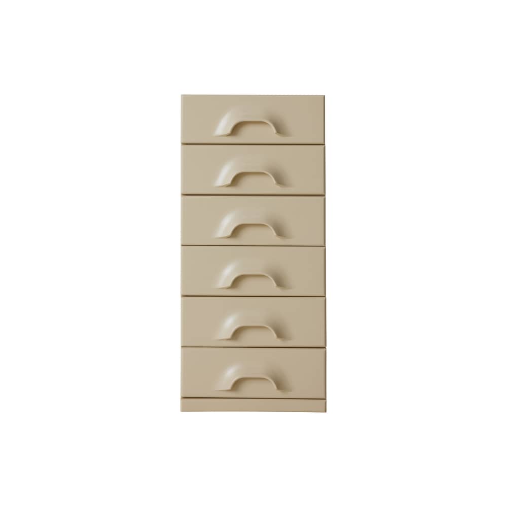 Commode Chest of drawers bois beige / Chiffonnier 6 tiroirs - L 45 x P 40,5 x H 97,5 cm - HK LIVING - Crème - MDF laqué