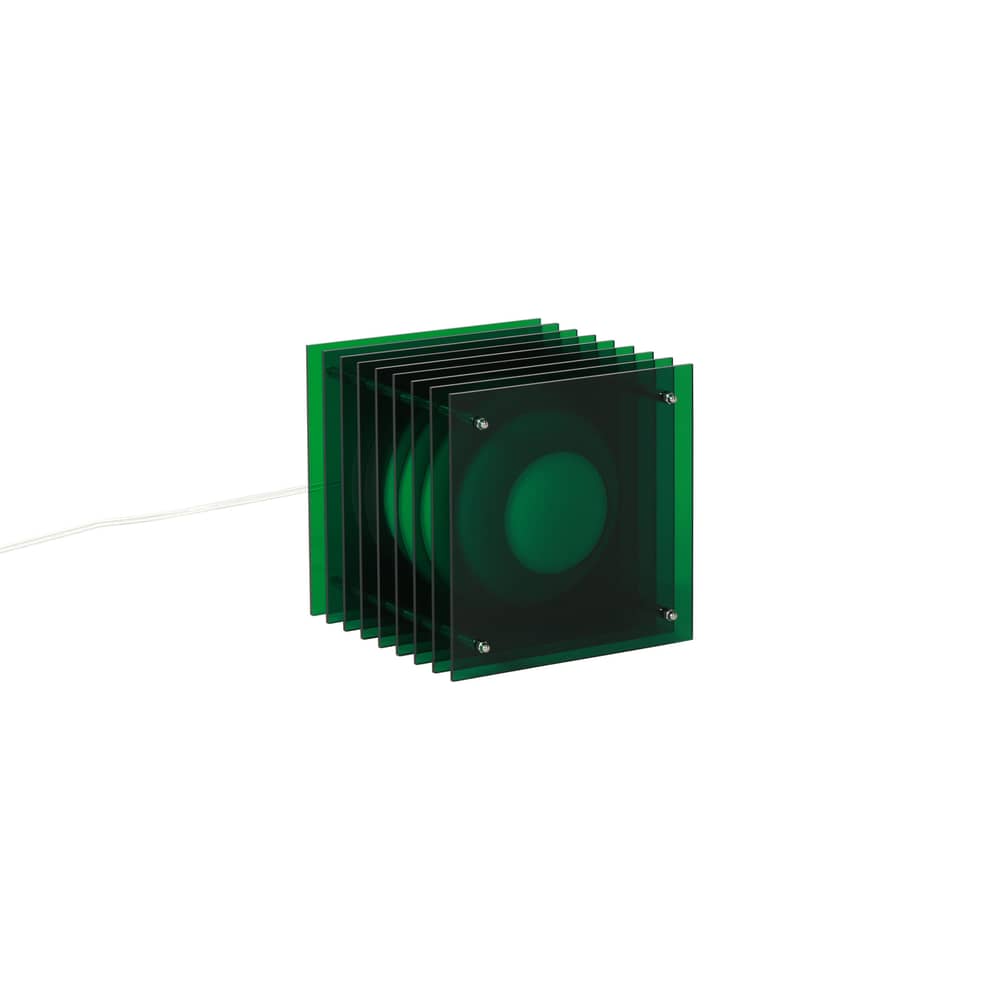 Lampe de table Lop Small Square plastique vert / Lauréat Archiproducts Design Award - BANG - Vert - Acrylique, Inox, Verre